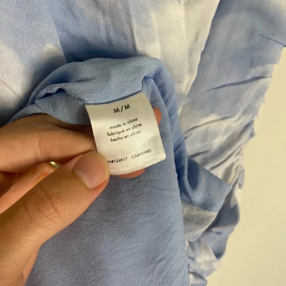 We Wore What REVOLVE Ronnie in Clouds Powder Blue Ruched Bodycon Mini Dress - Picture 7 of 9